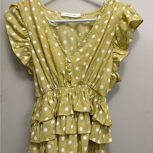 Mustard Seed Yellow shirt with White Dots